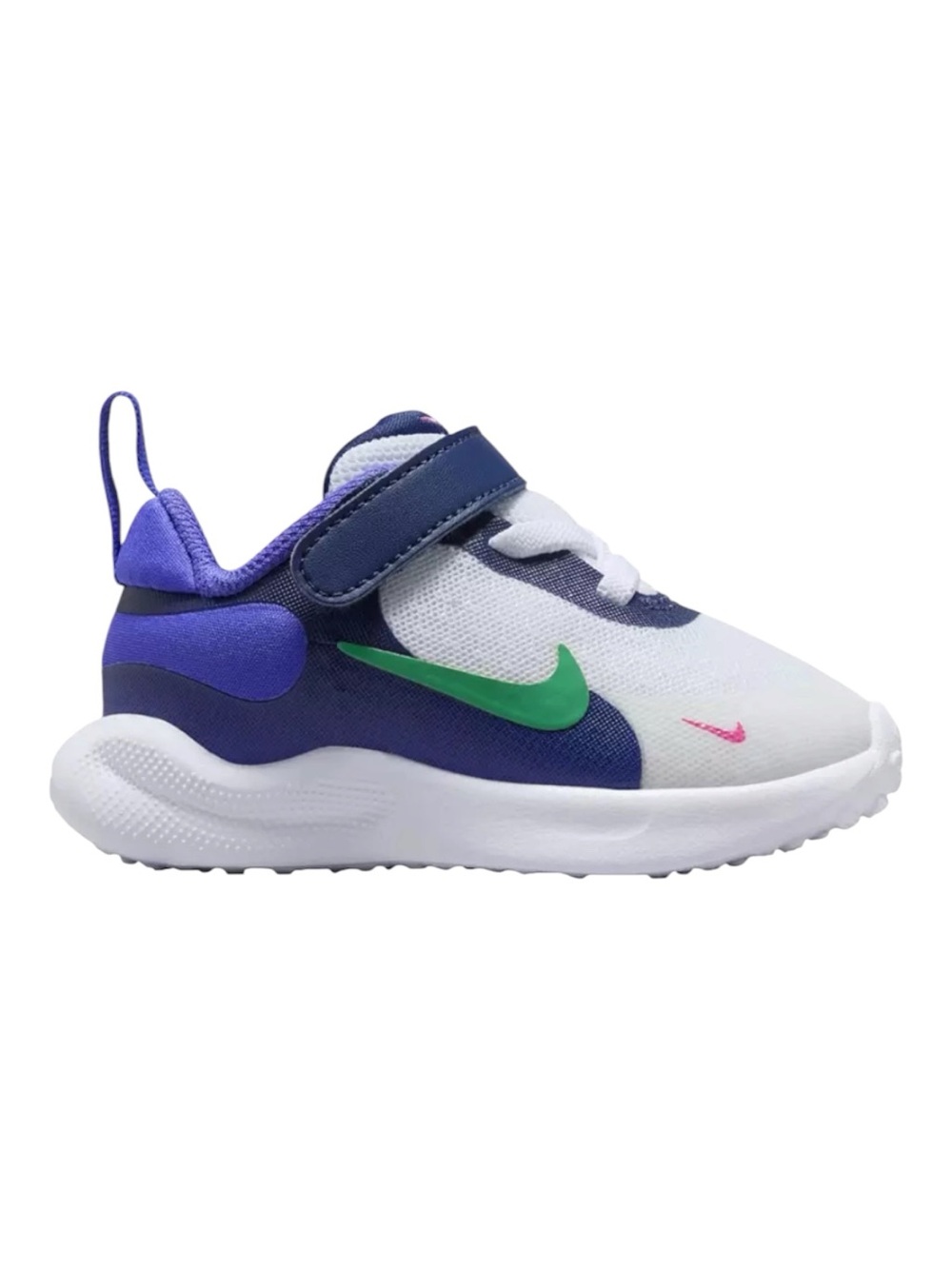Nike Toddler/Infant/Baby Revolution 7 Running Shoes in White/Green/Navy |size 2C